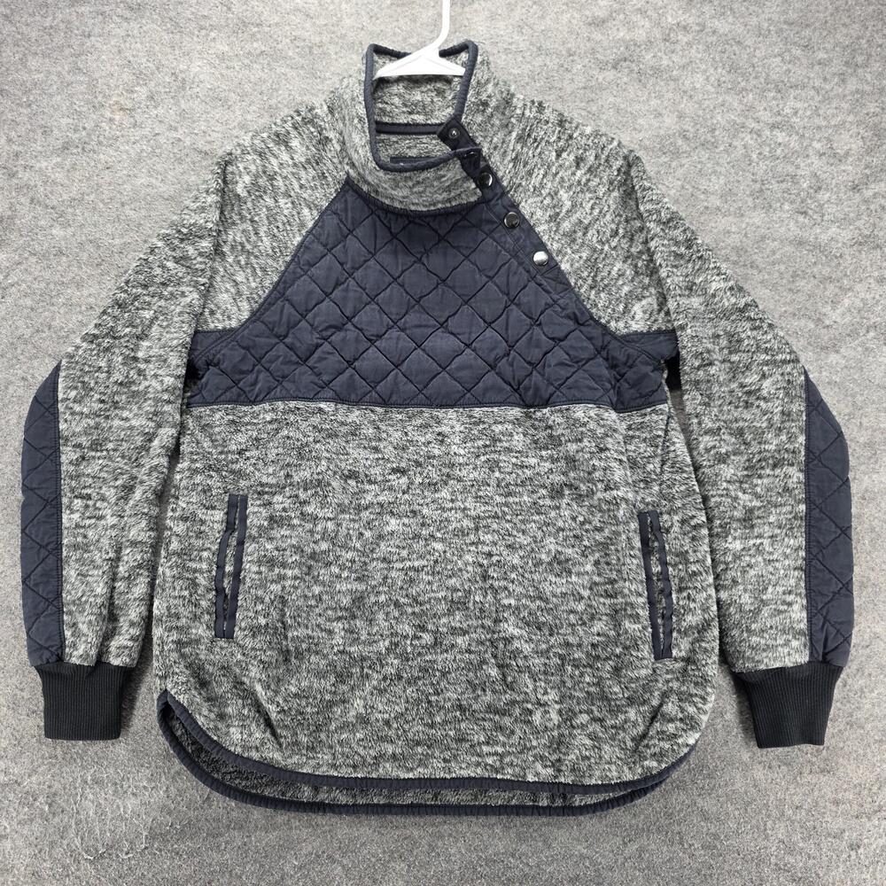 Abercrombie & Fitch Jacket Mens M Gray Quilted Fleece Snap Collar Pockets